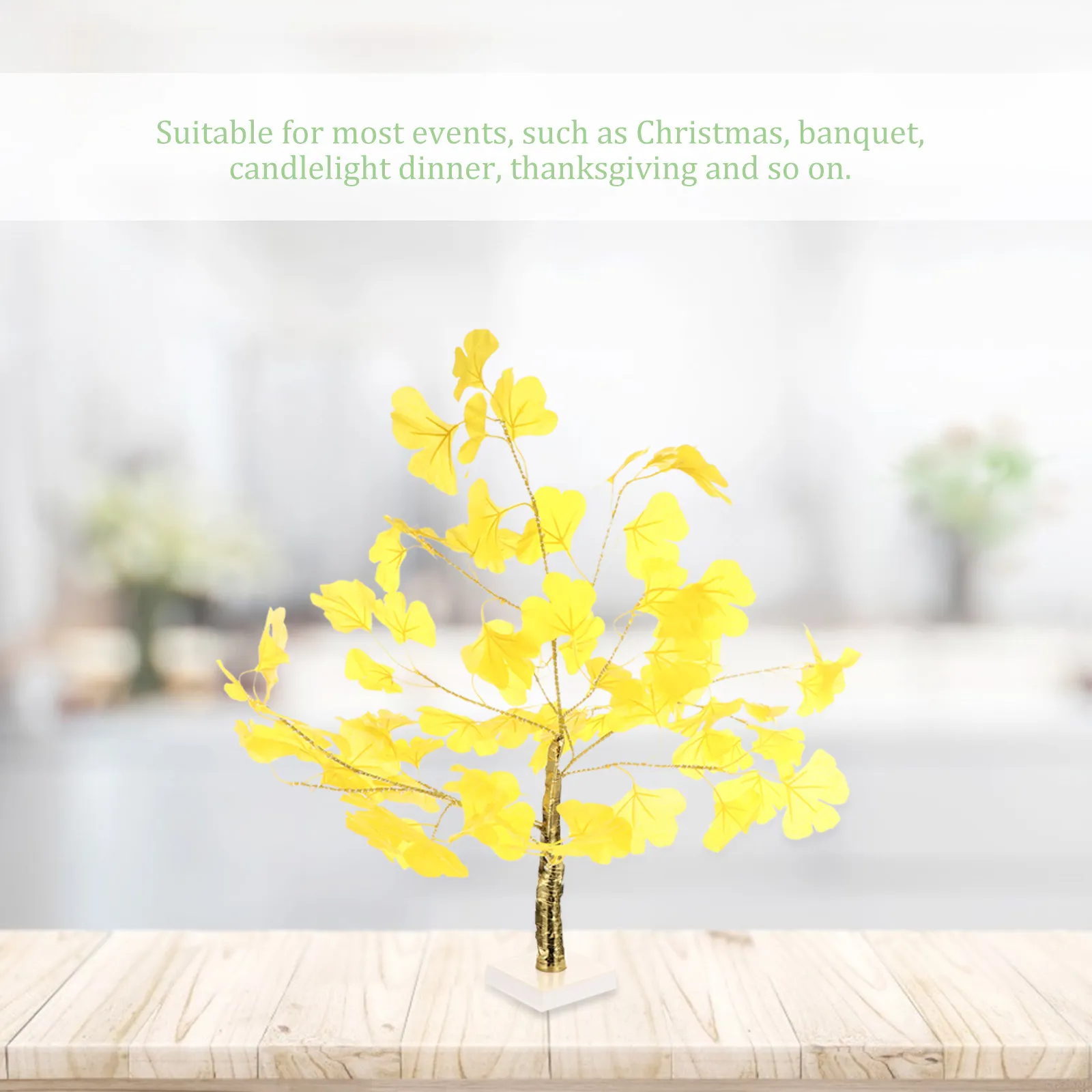 1Pcs Ginkgo Tree Lamp Warm Light Decorative Ambient Simulation Tree Light Battery Powered Christmas Thanksgiving Room Decor