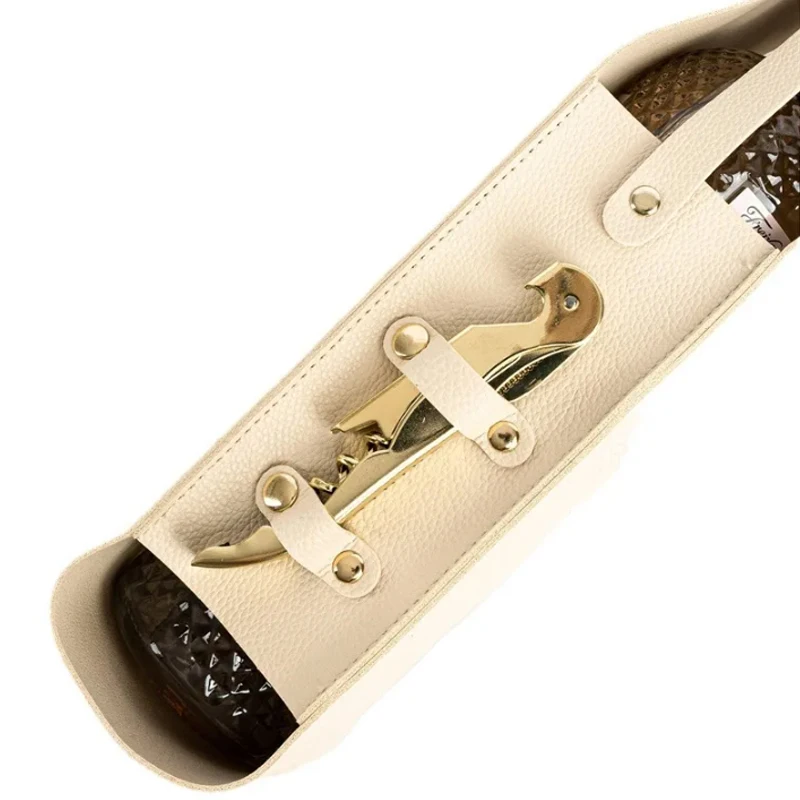 حقيبة هدايا نبيذ عيد الميلاد، حامل حمل النبيذ من جلد البولي يوريثان قابل لإعادة الاستخدام، حقيبة هدايا بيرة الشمبانيا، للاستحمام في أعياد الميلاد #5