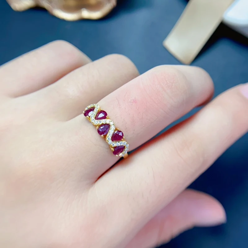 Natural Ruby Rings for women silver 925 jewelry luxury gem stones 18k gold plated free shiping items