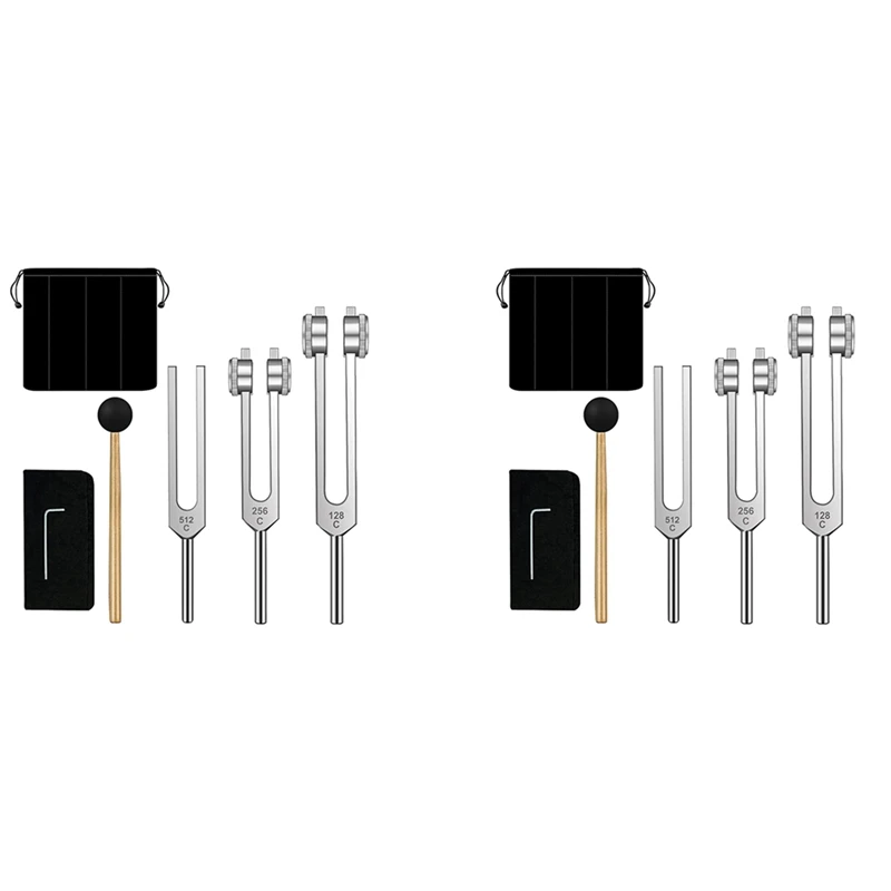 2 Set Tuning Forks Set-128 Hz, 256 Hz, 512 Hz,Tuning Forks Perfect For Healing,Chakra,Sound Therapy,Keep Body