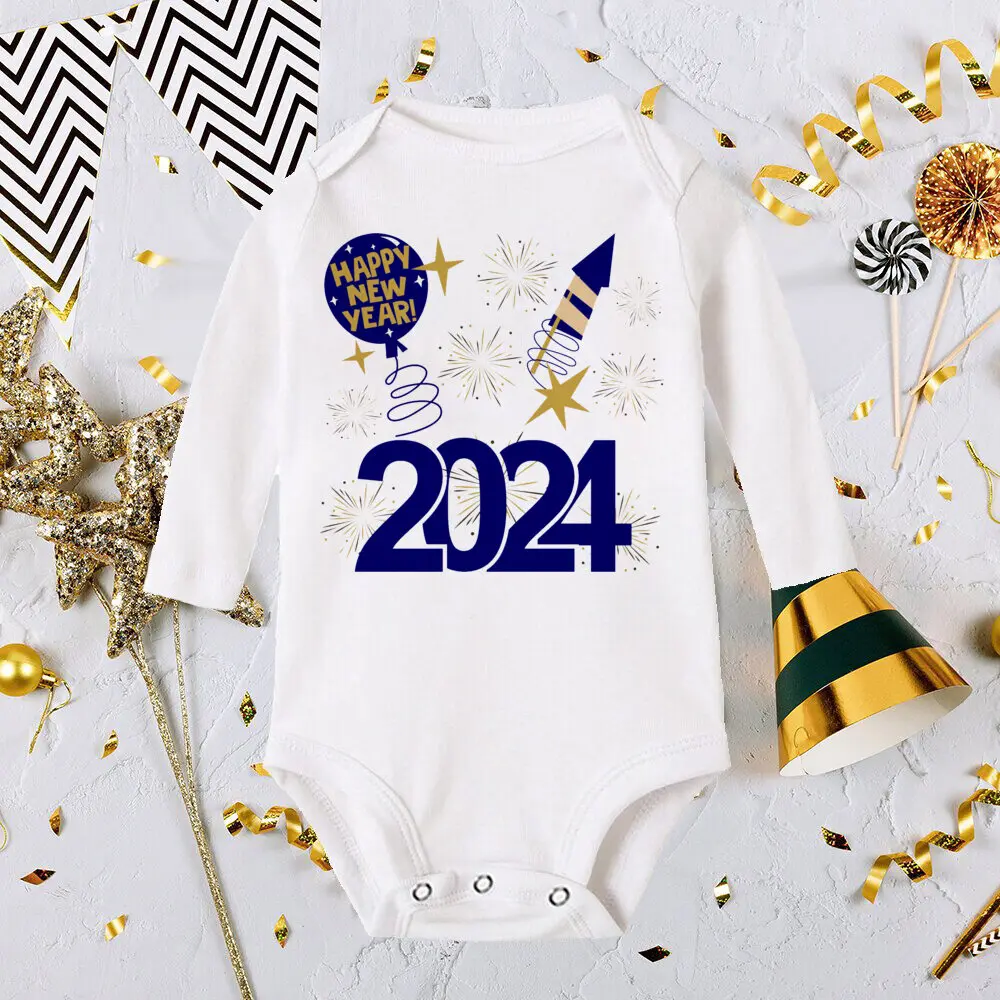 Baby Bodysuit Hello 2024 Inant Romper New Year Baby Gift Toddler long Sleeve Jumpsuit Boys Girls Clothes Newbron Shower Present