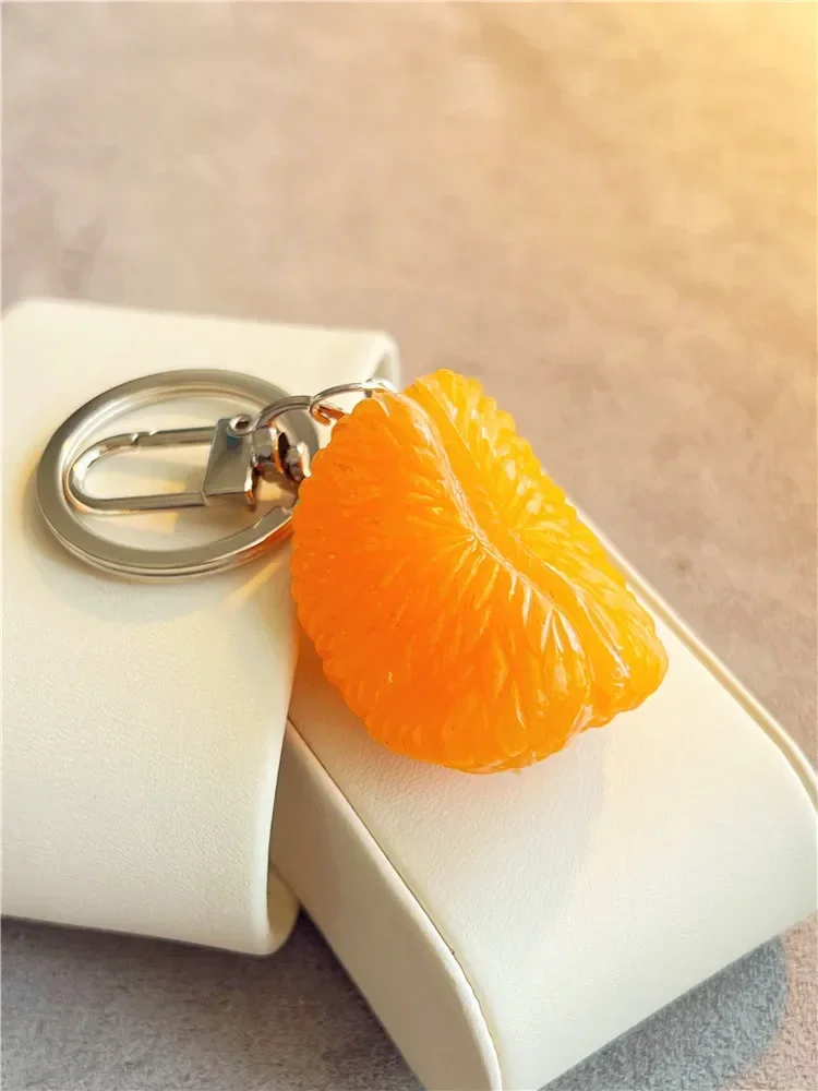 Creative Fruit Simulation Orange Flap Key Chain Pvc Alloy Key Chain Pendant Shooting Props Schoolbag Girl Funny Jewelry Pendant
