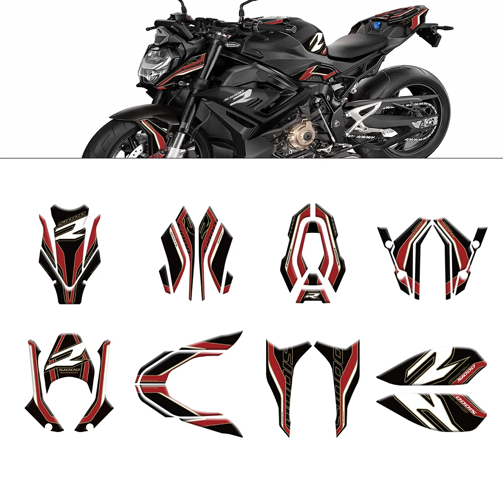 

For BMW S1000R S 1000 R 2021-2024 Motorcycle Gel Knee Pad Tank Protection System Full Fairing Sticker Protection Kit Black Red