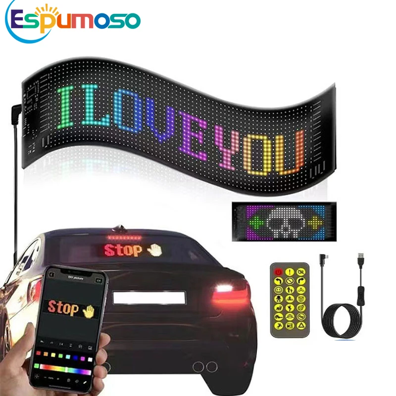 

Car Truck Evil's Eye Flexible LED Matrix Pixel Panel DIY Blinking Eyes Animate Soft Screen APP Programmable Multilingual Sign 5V