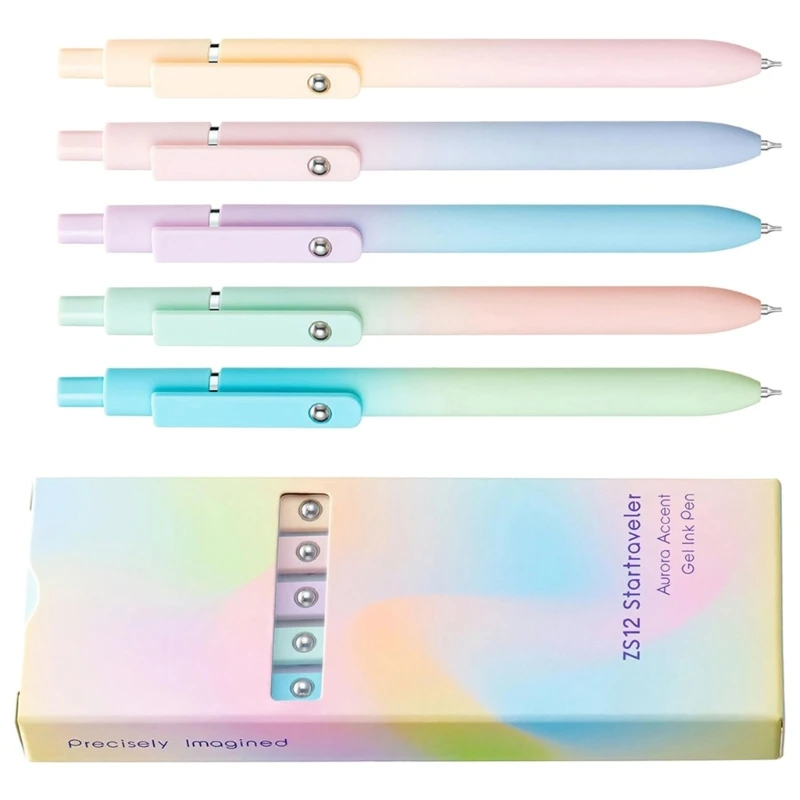 5peeces Выдвижной гель -ручка быстро высыхает грудь 0,5 мм ручка с гладким написанием для написания журналирования K1Kf
