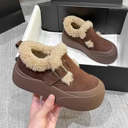 CICIYANG Size 34-40 Women Sneakers Winter 2025 New Velvet Cow Suede Beanie Shoes Women Flat Large Size Women Casual Shoes