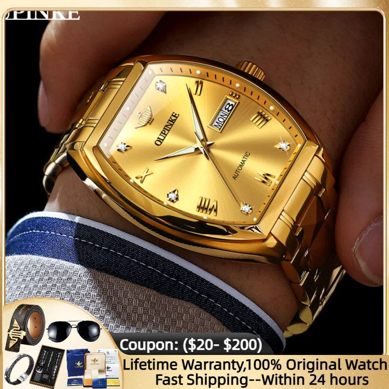 

OUPINKE автоматические механические мужские часы с бриллиантовой зеркальной поверхностью, роскошные ценные оригинальные мужские брендовые водонепроницаемые часы