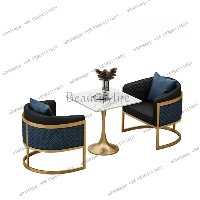 

Nordic milk tea shop cafe dining table and chair combination small rectangular table casual restaurant sofa seat