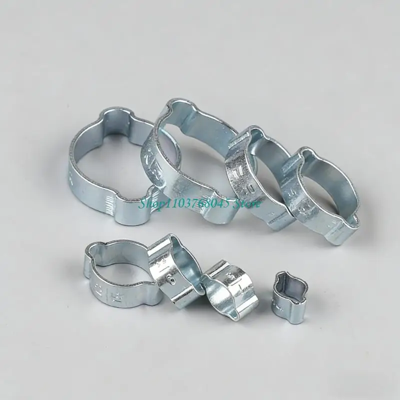 R53F 10 Pieces Rust Proof 304 Steel Double Ear Hose Clamps DIY Plumbing Clamp Suitable for Various Pipe Sizes
