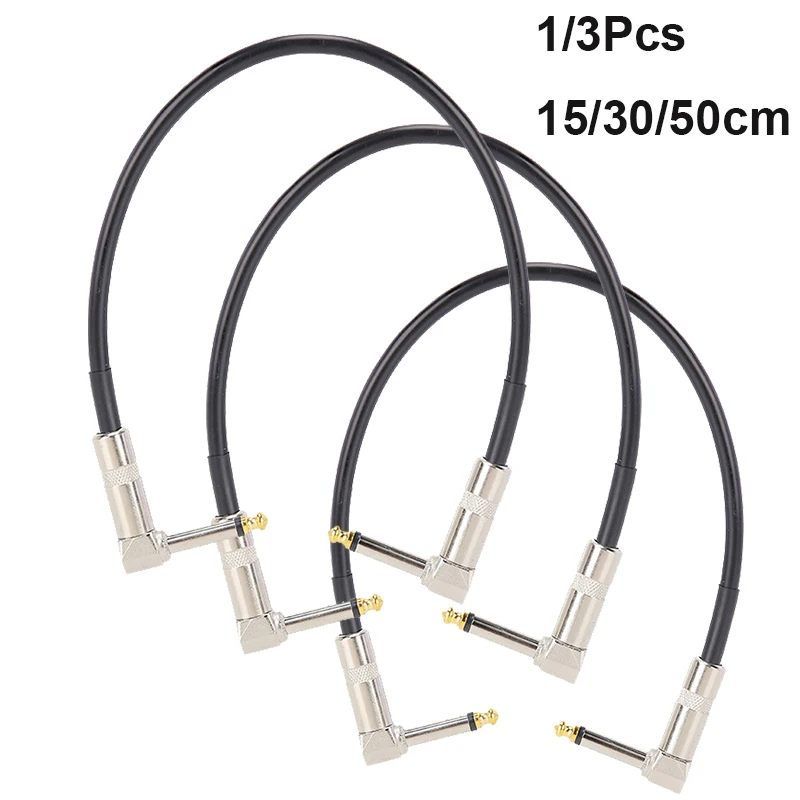1/3Pcs Guitar Effects Cable Pedal Patch Cord 6.35mm Right Angle Metal Head Electric Guitar Wire Durable Guitar Accessories