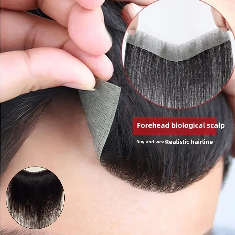 16*1.5 Straight Man Toupee V Style Frontal Hairline For Men 100% Human Remy Hair Ultra Thin Skin PU Men's Capillary Prosthesis