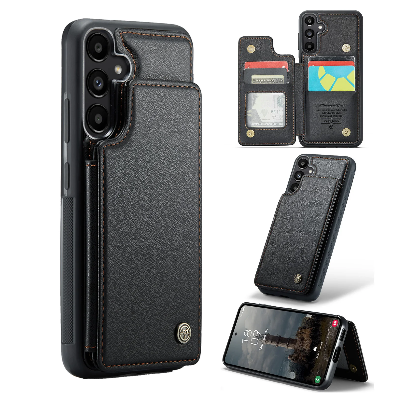 

Caseme Shockproof Leather Card Holder Wallet Case for Samsung Galaxy A55 A54 5G A53 A33 A35 A14 A13, Kickstand Flip Phone Cover