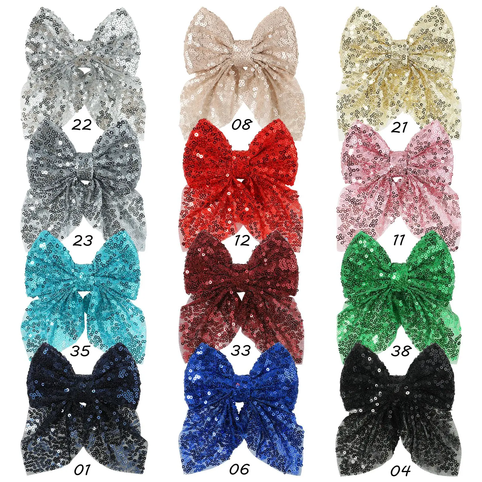 1Pc Cute Sequin Rainbow Big Bow With Hairpin Fashion Hair Clip Baby Girl Kids Handmade Headwear Barrettes Hair Accessories Gifts