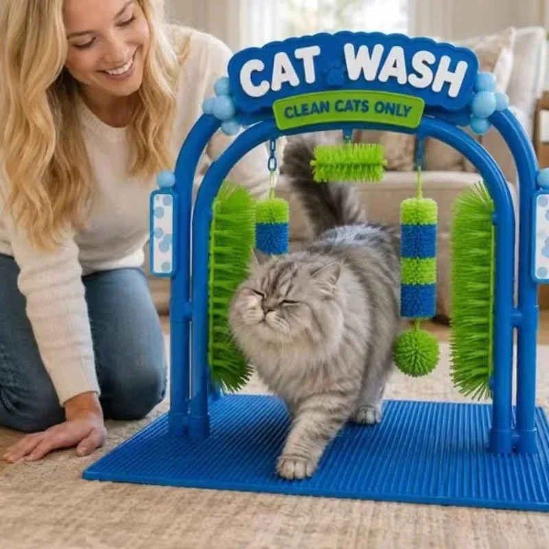 Cat Self Grooming Wash Station Interactive Cat Massage Brush Toy Hair Removal Pet Grooming Supplies For Kitten