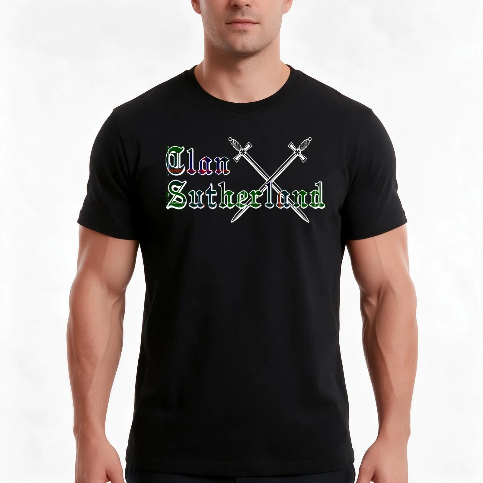 Clan Sutherland T-Shirt, Summer Casual Cotton Tee, Oversized Streetwear Tops, Vintage Graphic Print, Loose Fit Short Sleeve