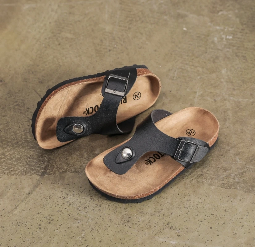 Summer Girl Boy flip flop Girls Breathable Sandals New Style Children leather Shoes Kids Beach Shoe Cork Slipper Antiskid