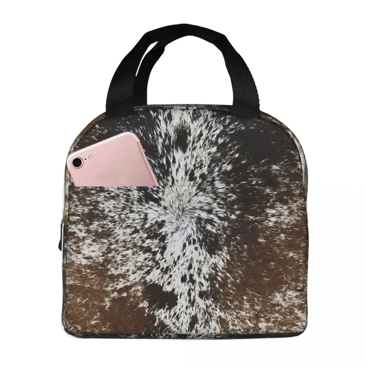 

Highland Brown Cow Cowhide Print Lunch Bag Women Insulated Kawaii Portable Reusable Waterproof Cute Lunch Bags for Women