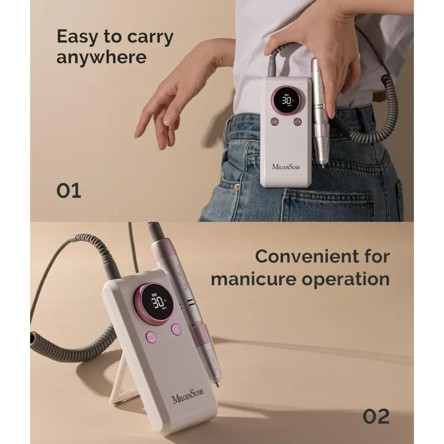Profesjonalna frezarka do paznokci 2 w 1, 30000 RPM SC330G, elektryczna pilka do paznokci ze stojakiem do polerowania i usuwania żelu, przenośna