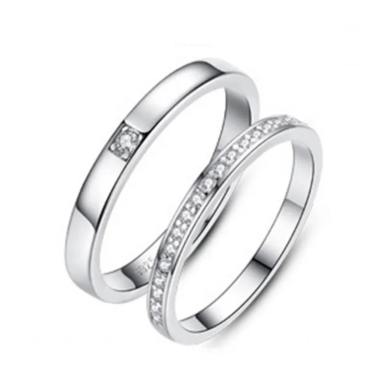 

White Zircon 925 Silver Couple Ring for Wedding