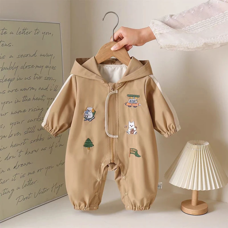 IYEAL Baby Spring and Autumn Cute Animal Embroidered jumpsuit Fashion Baby jumpsuit Outerwear Baby Boys Girls Coat