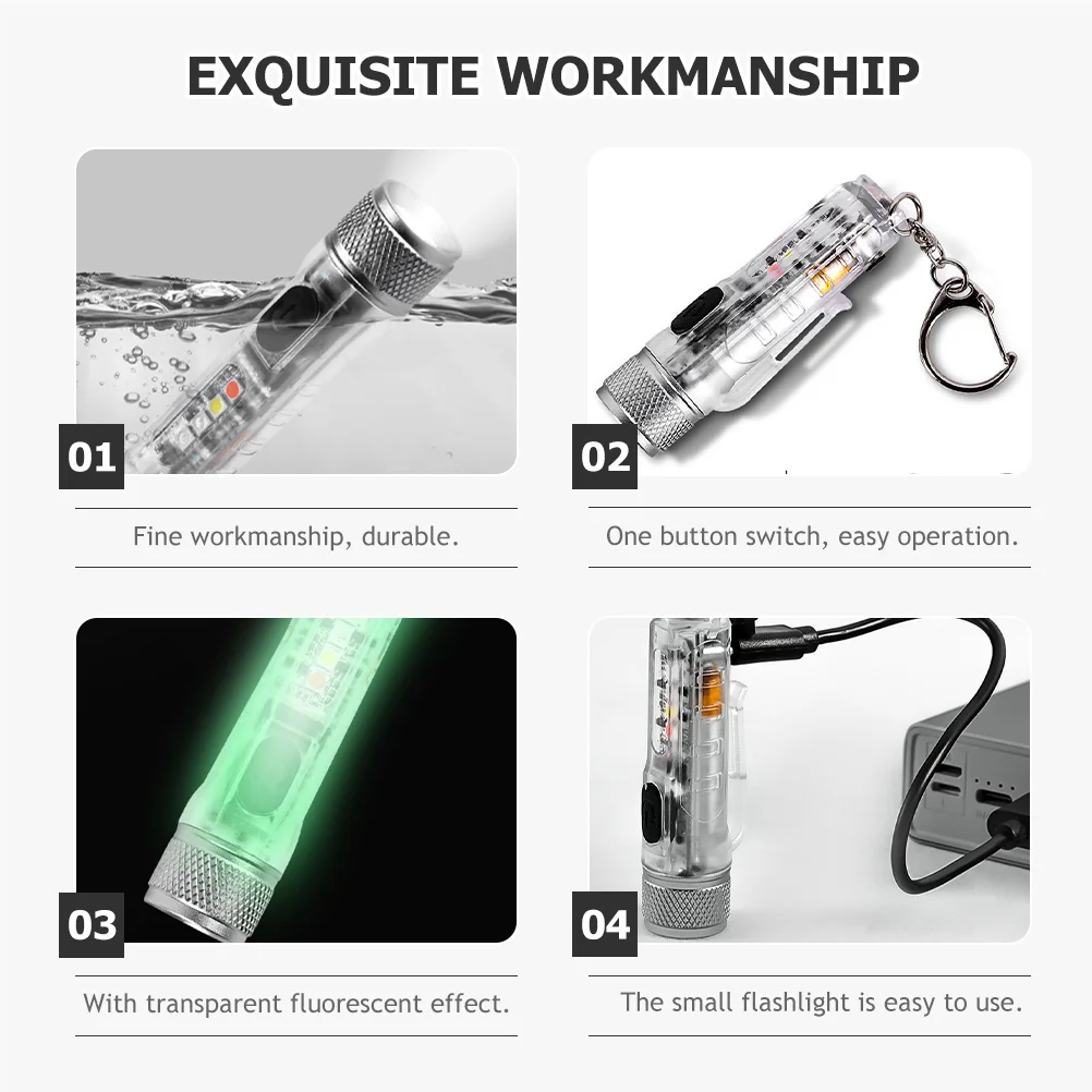 

Rechargeable Mini Keychain LED Flashlight Adjustable Bright Portable Small Torch Outdoor Camping Keychain Light