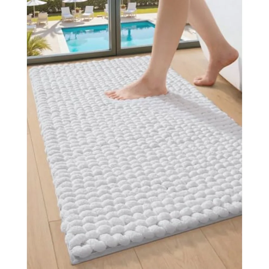 

Bathroom Rugs 24x36 Non Slip Washable Bath Mat Luxury Chenille Super Absorbent Ultra Thick Bathmats for Shower Floor Plush Fluf