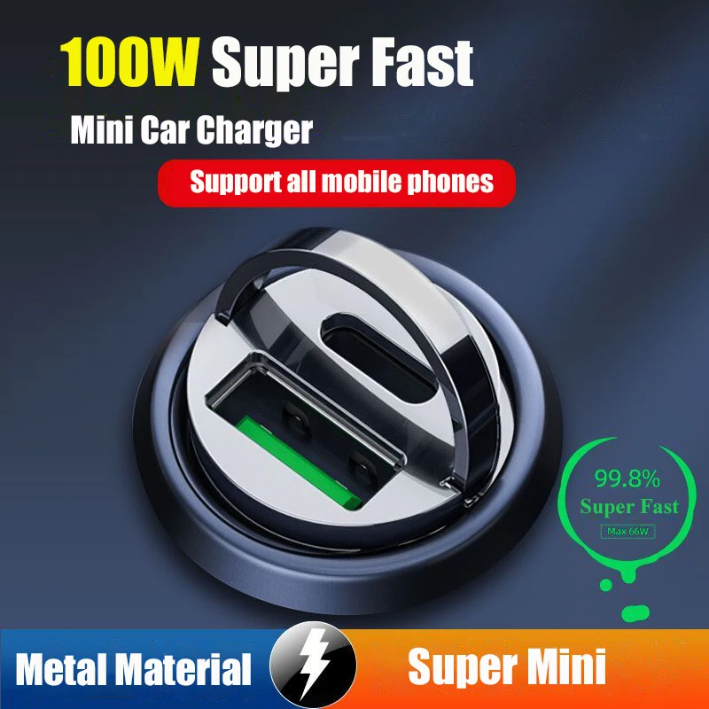 Mini USB C Car Charger for iPhone 14 Pro Max 13 12 11 8 iPad Metal PD Fast Charging Adapter Type C for Huawei Samsung Xiaomi