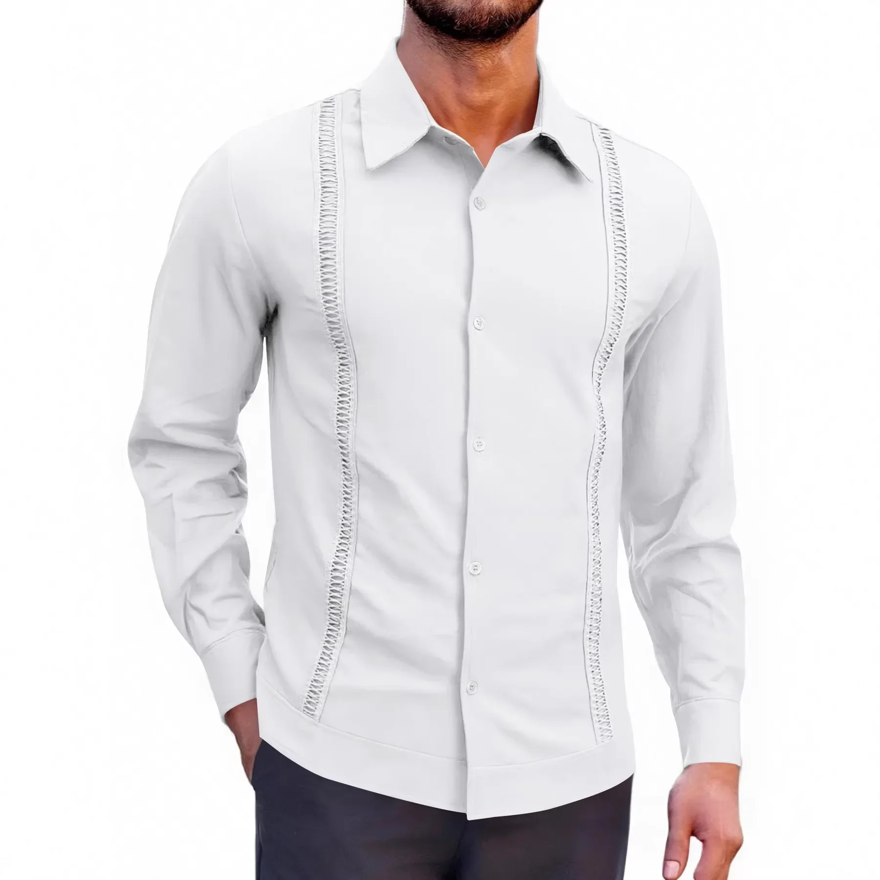 Cotton Linen Shirt Stand-Up Collar Men's Casual Button Summer Beach Vacation