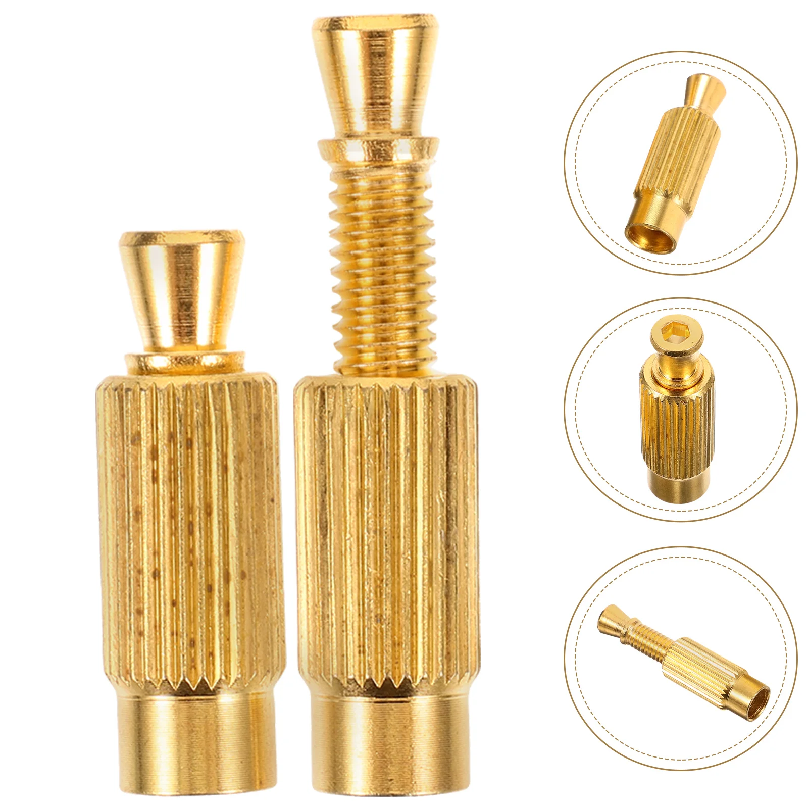 

2 Pcs Electric Guitar Double Rocking Bridge Inserts Metal Nut Golden Accessories Studs