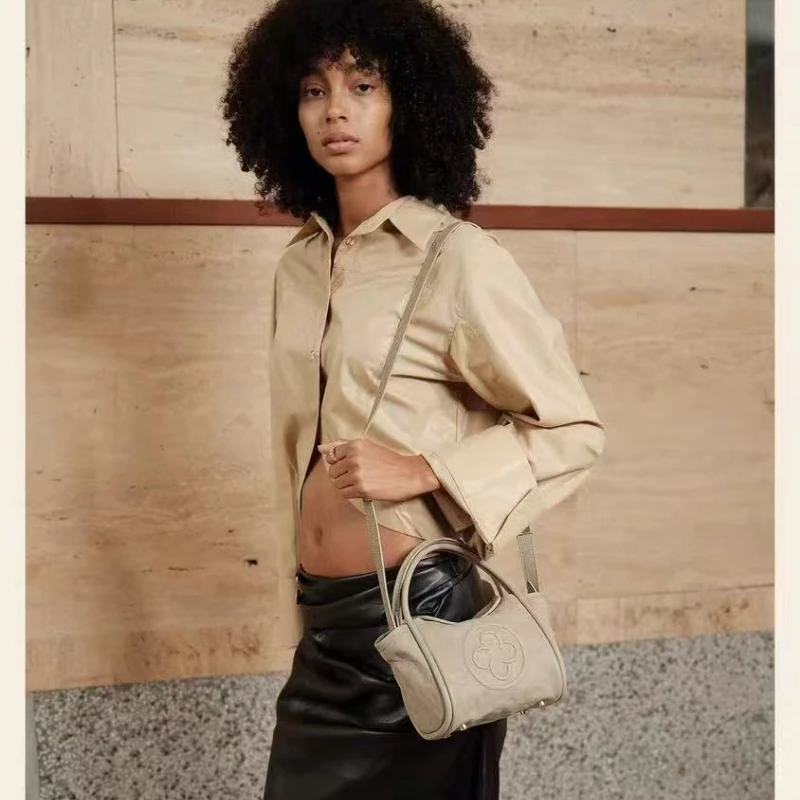 Cassile 2025 New Angel Bag Vegetable-Tanned Leather Wrinkled Single Shoulder Crossbody Bag Pink Handbag Basket