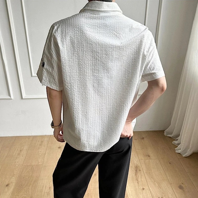 LUZHEN 2026 Summer Embroidery Pattern Korean Fashion Casual Short Sleeve Shirts Men's High Quality Loose Elegant Clothes JY7646