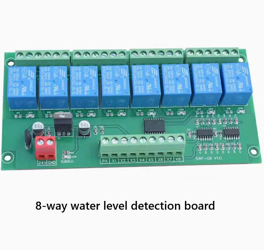 4/8 water level signal electrode probe liquid level detection control circuit board can be matched with PLC 24V