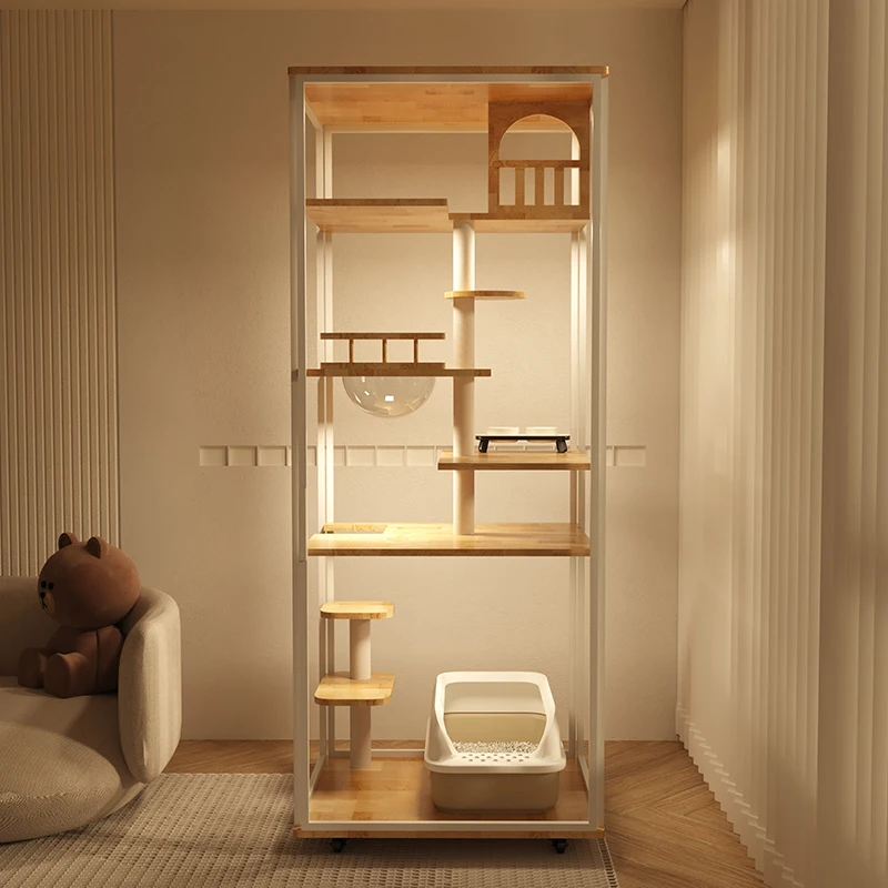 

White panorama does not occupy an area of cat villa fully transparent small apartment solid wood