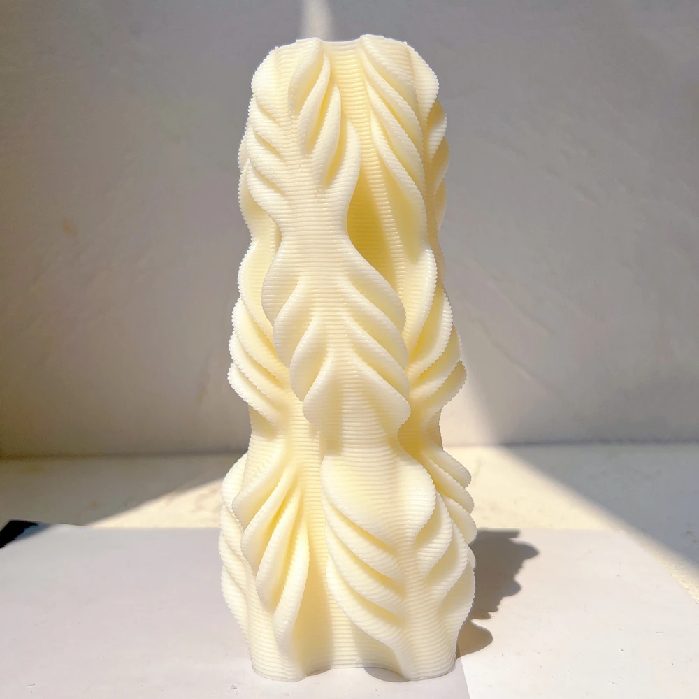 New Creative Wave Swirl Soy Wax Mold Geometric Conical Stripes Rotating Column Home Decoration Aromatherapy Candle Silicone Mold