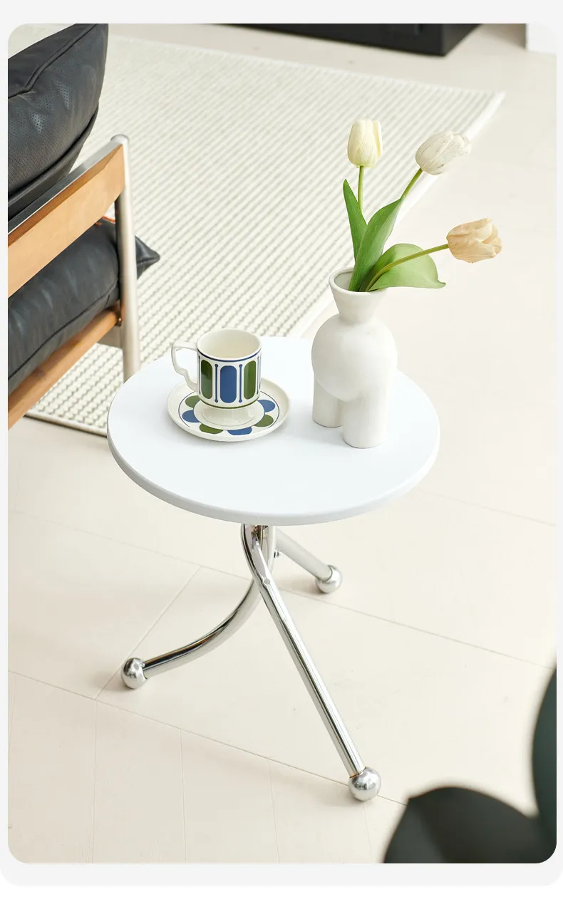 & Simple Antique Style Iron Side Table with Artificial Board Top for Living Room Bedroom Balcony-Small Bedside Corner Tea Table - view 6