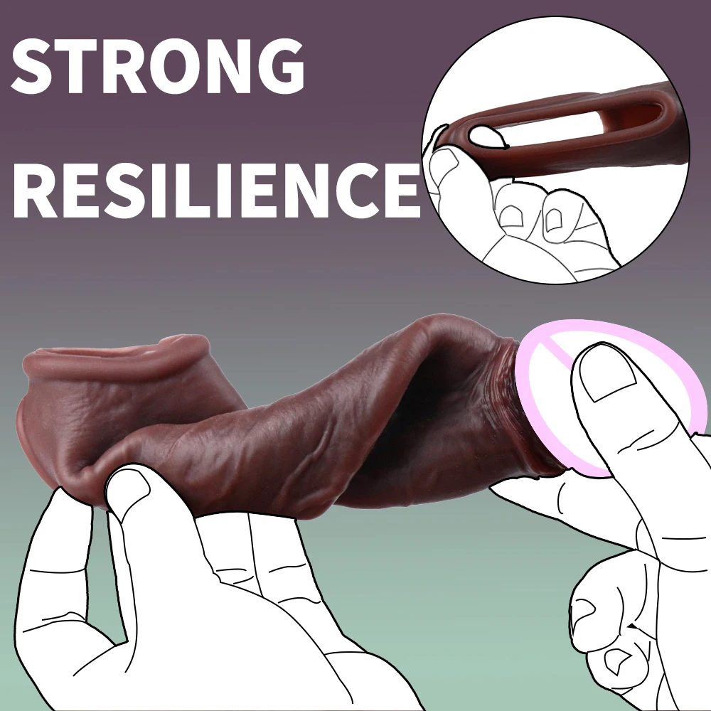 قابلة لإعادة الاستخدام القضيب توسيع محاكاة الملمس القضيب موسع كم للكبار تأخير القذف خاتم الديك الواقي الذكري الجنس لعب الذكور