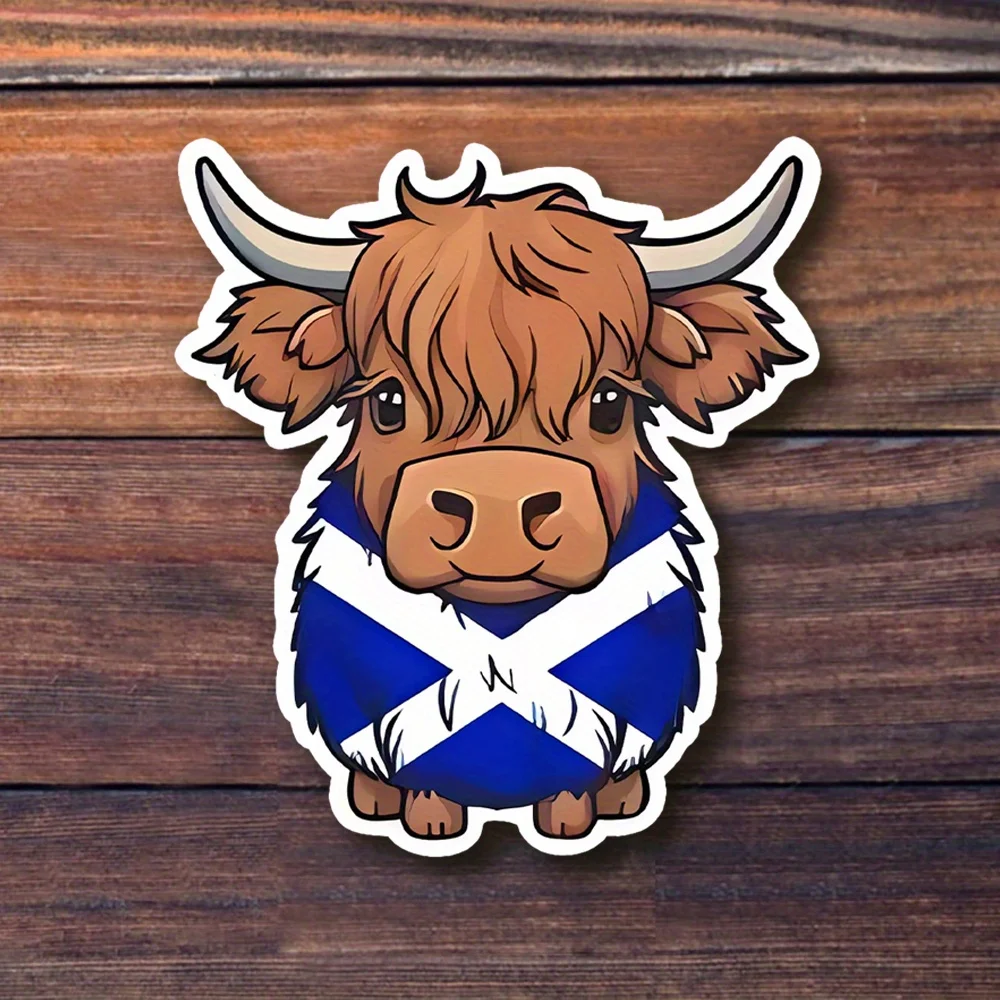Cute Scottish Highland Cow Vinyl Decal Sticker - Durable Waterproof Artwork for Laptops Cars Bins And More Q138