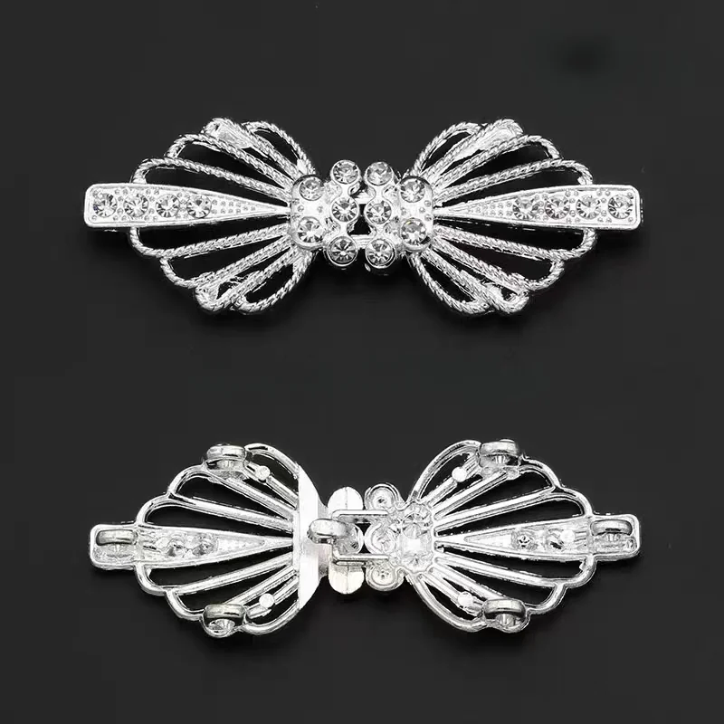 1 Piece Crafts Closure Clasps Metal Button Rhinestone Buckles Crystal Metal Hook Eyes Clasp Garment Coat Fastener Sewing Decor