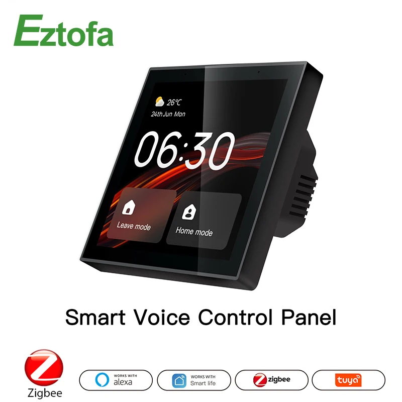 

Tuya Wifi Intelligent Center Control Panel Alexa Built-in Voice Control & ZigBee Gateway For Smart Scenes 4 Inches Screen