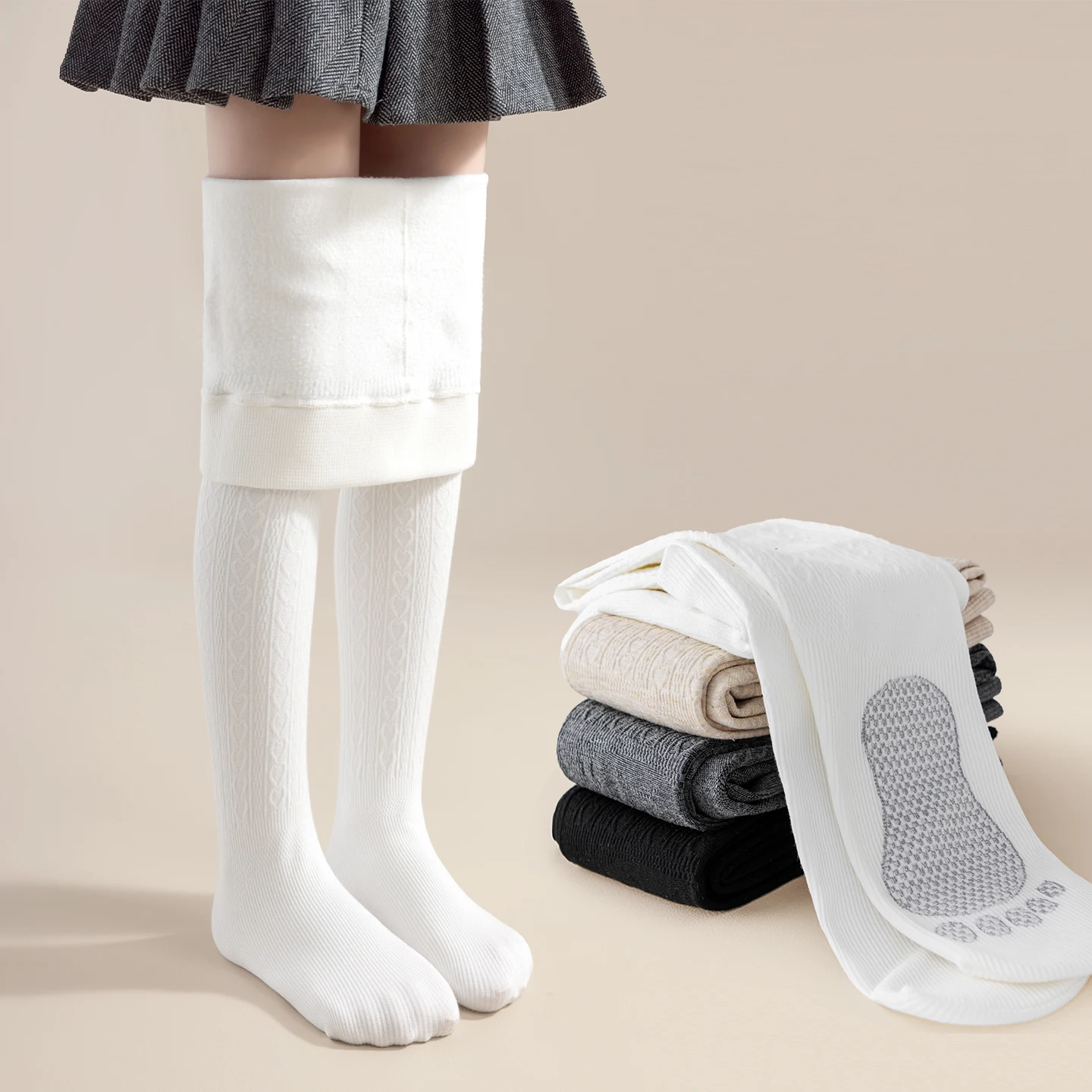 Kids Tights Winter Warm Fleece-Lined - Girls Ballet Dance Tights with Non-Slip Grips, Thermal Leggings Pantyhose for Toddler