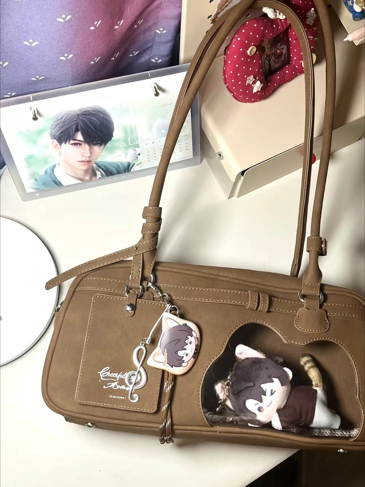 

In Stock Large Capacity Love and Deepspace Cosplay Xavier Zayne Rafayel Sylus Caleb Leather PU Transparent Shoulder Bag Handbag