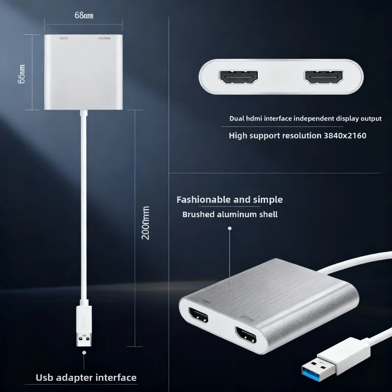 J5-Cre-ate JUA365 External Graphics Card USB 3.0 to HDMI Dual 2K/4K Support Mac, 2-Channel Independent Display