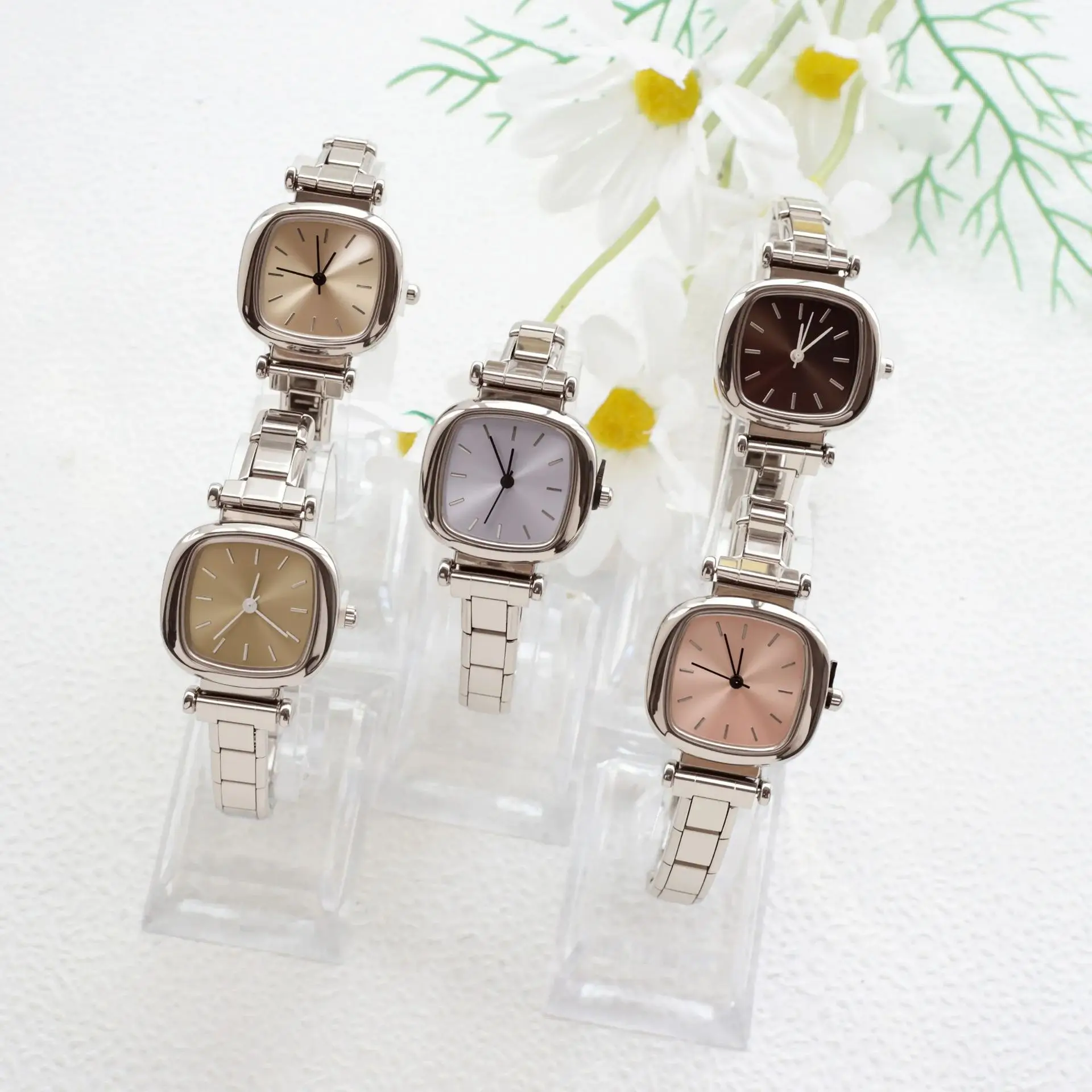 Women Small Square Quartz Watch Italian Charm Stainless Steel Band Minimalist Ladies Wristwatch Fashion Jewelry Gift For Girls