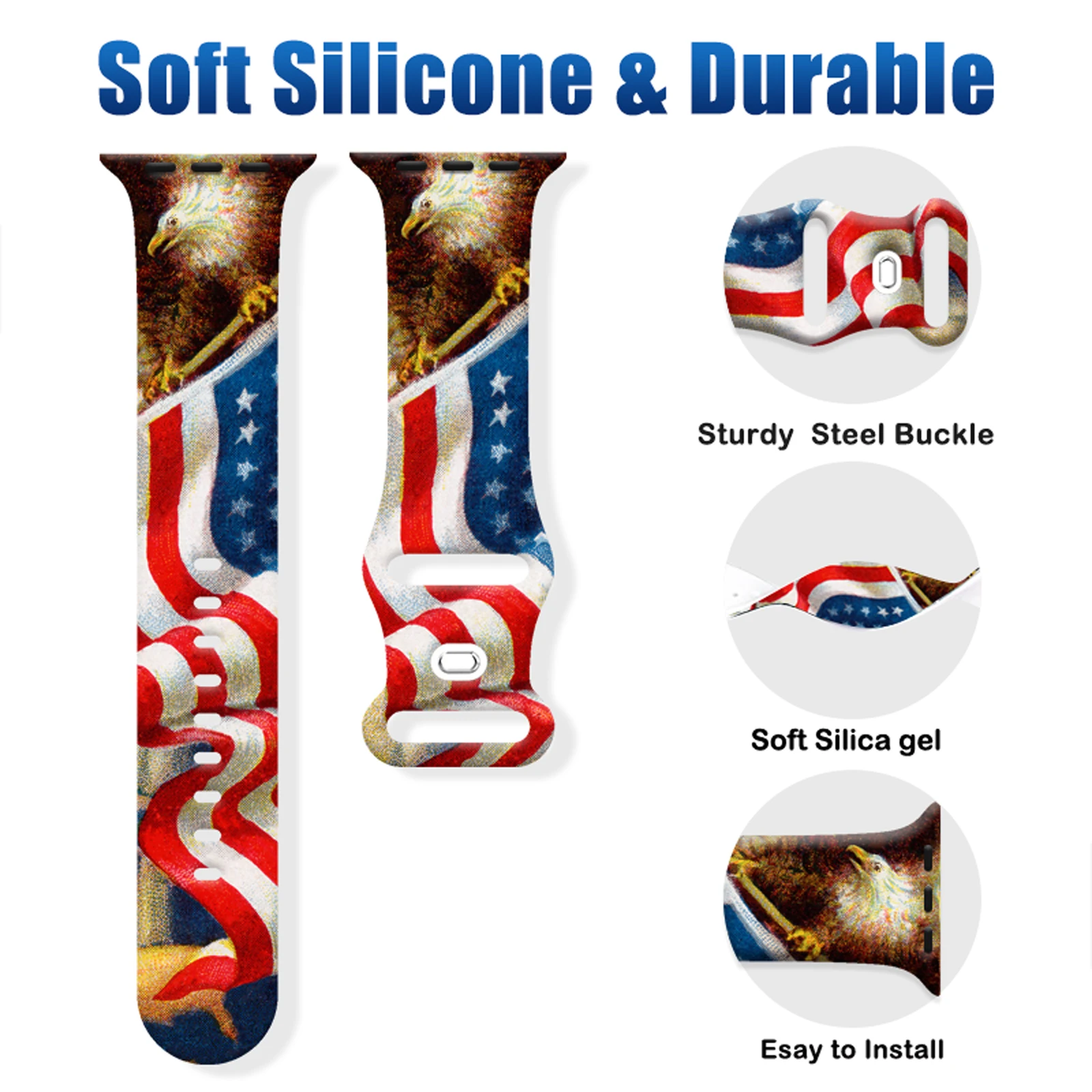 Apple Watch用の国旗プリントストラップ,シリコンバンド,iwatch用の交換可能なブレスレット,9,8,7,se,45mm, 44mm, 42mm, 41mm, 40mm