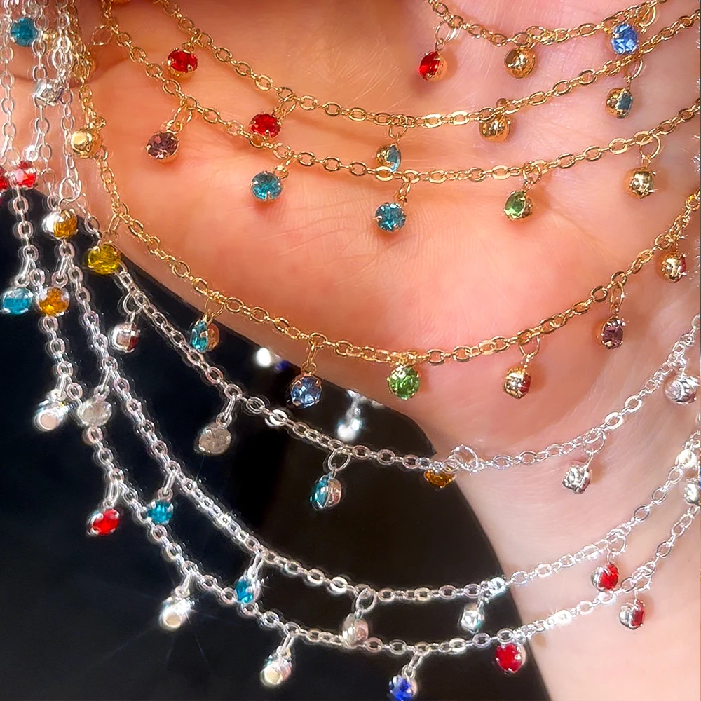 1Meter Colorful Crystal Pendant Copper Chain for DIY Necklace Bracelet Tassel Hair Accessories Bag Chain Jewelry Making Supplies view 4