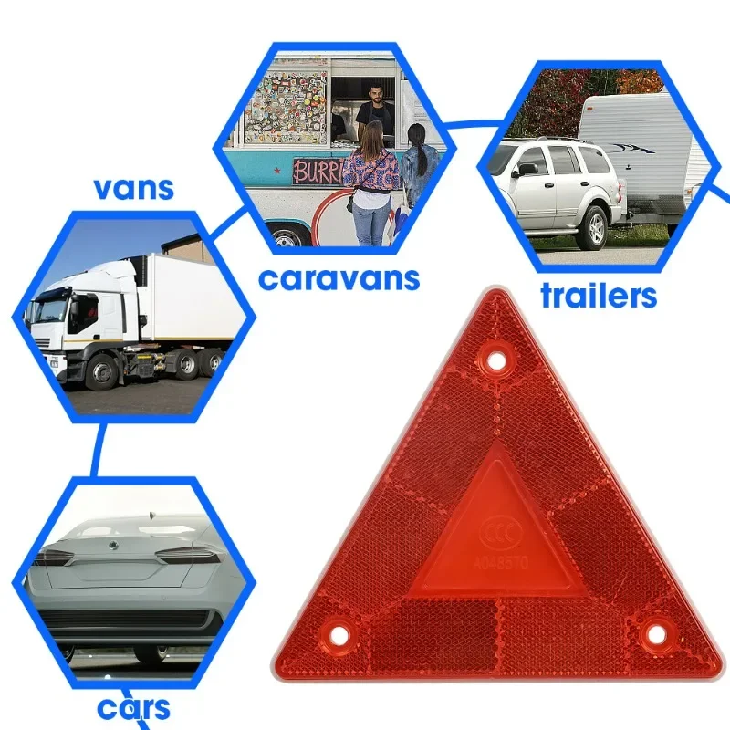 Reflector de advertencia triangular para camión, placa de señal de advertencia de parada, luz trasera, tablero de señal reflectante de seguridad, Reflector de advertencia rojo, 4-1 Uds.