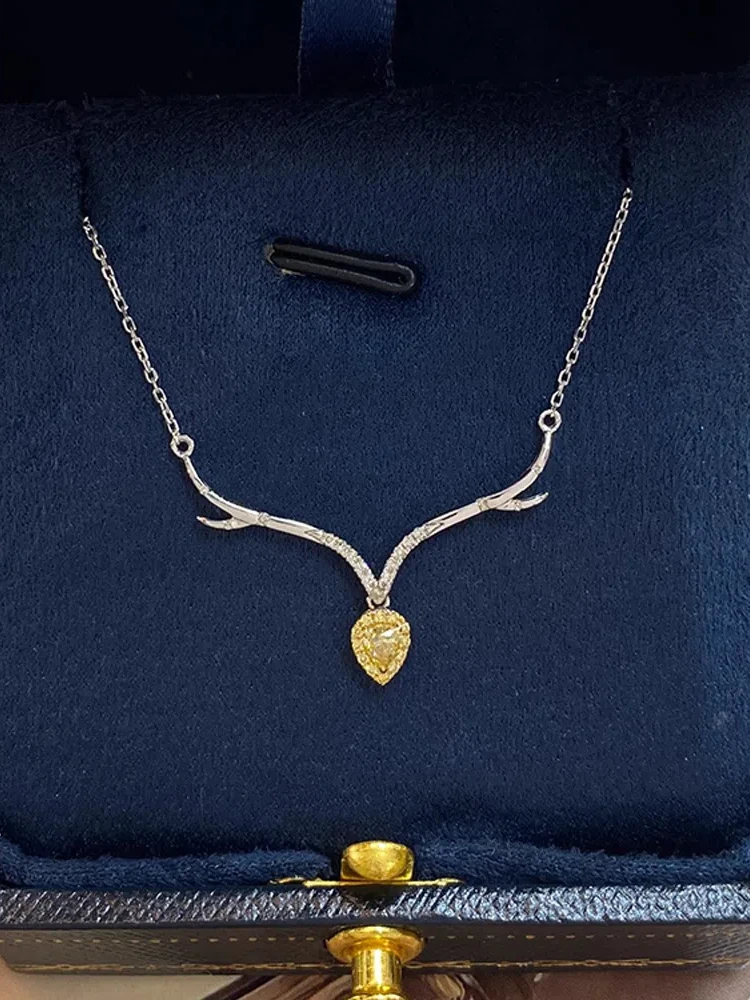 

Женское ожерелье из серебра S925 пробы, ожерелье с желтой подвеской в виде рогов, новые украшения для женщин, повседневная одежда, праздничный подарок