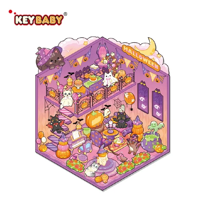 Christmas 3D Miniature House Stickers DIY Holiday Scene Decals for Kids Play House Game Stress Relief Classic Toys