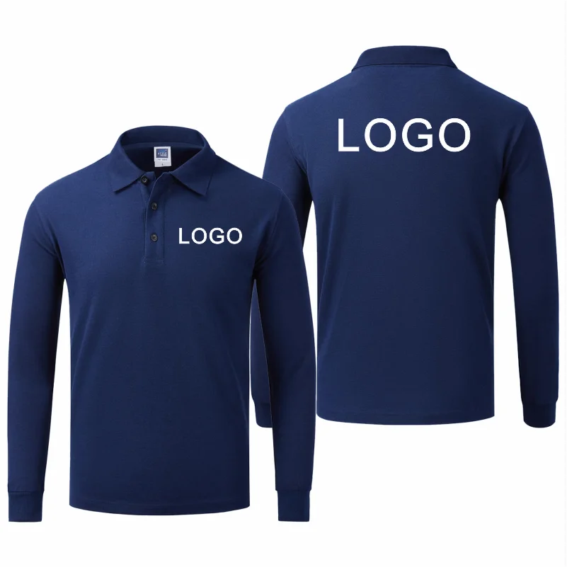 Custom Long Sleeve POLO High Quality Shirt Personal Company Group Clothing  Printing Embroidery Design Photo LOGO Large Size