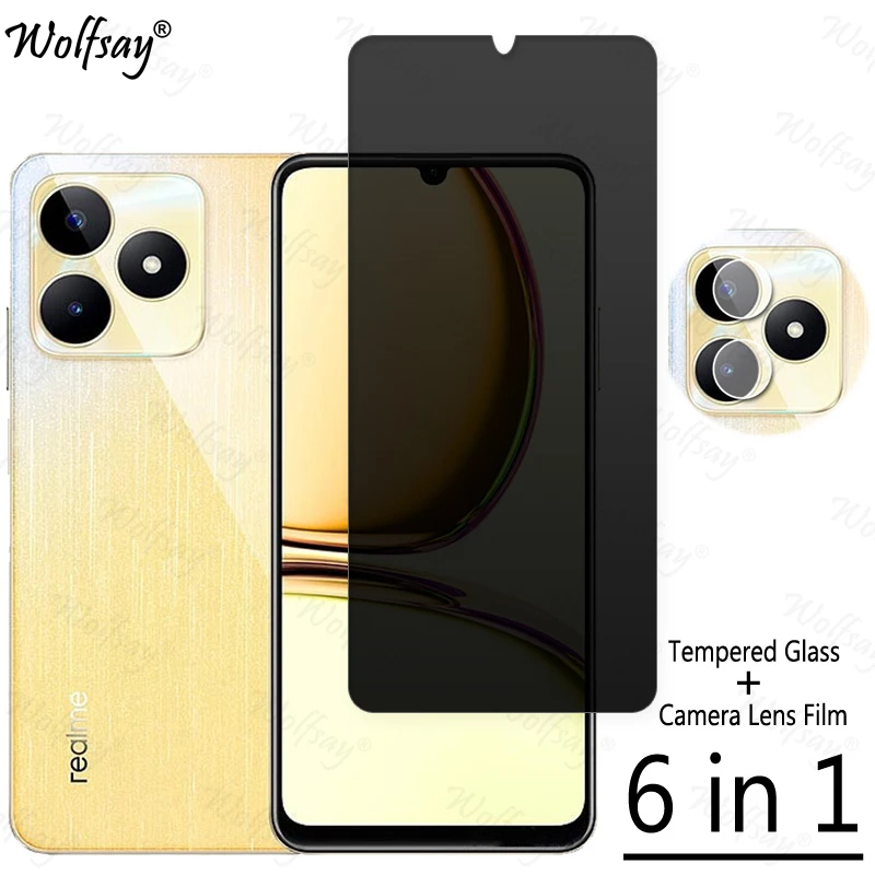 Privacy Screen Protector For Realme C53 Anti-Spy Tempered Glass Realme C53 Camera Lens Film Glass For Realme C53 Glass 6.74 inch